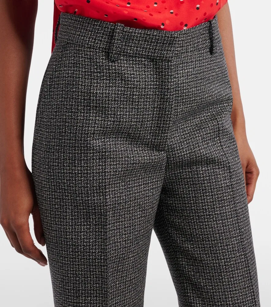 Широкие шерстяные брюки Pekko в клетку «гусиная лапка» Acne Studios, черный — фото 4