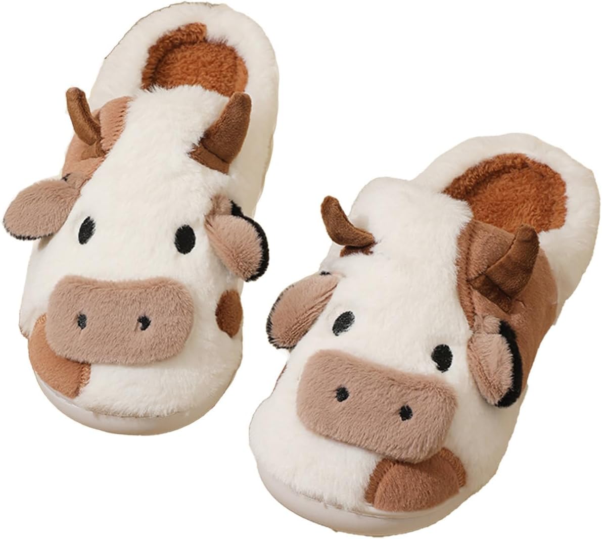 

Женские милые домашние тапочки с коровой, пушистые, нескользящие, теплые и комфортные для осени и зимы, для женщин и мужчин Ctreela, коричневый