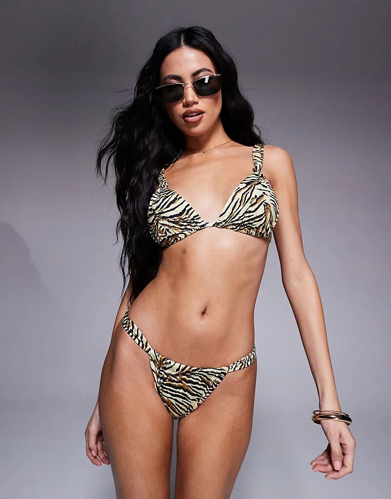 

Плавки-бикини ASOS DESIGN Gia tanga с анималистичным принтом