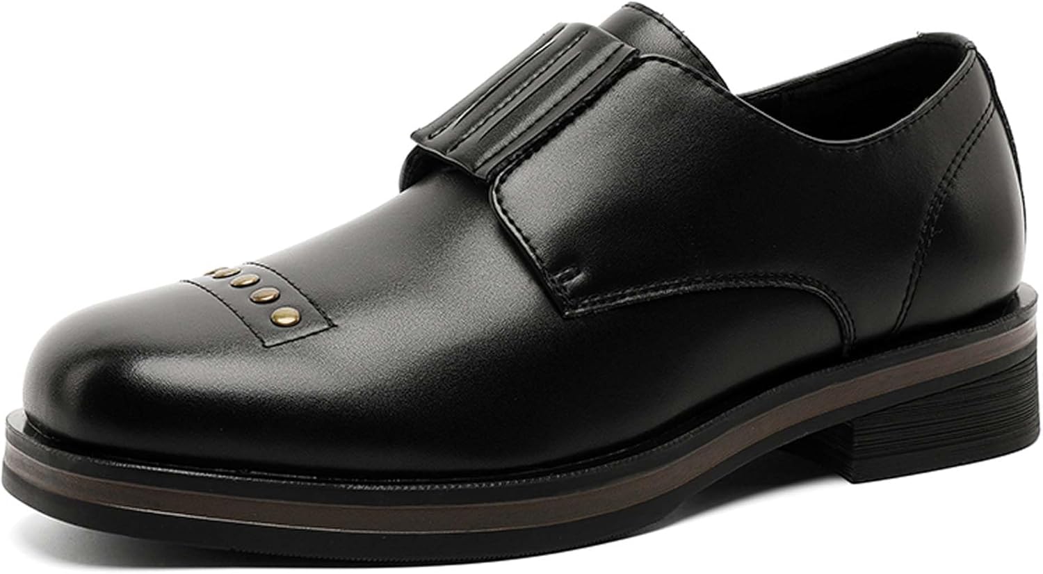 

Мужские классические повседневные лоферы в стиле ретро с закругленным носком, без шнурков, для деловой офисной униформы, кожаные, нескользящие и удобные для ходьбы, черные и коричневые Generic