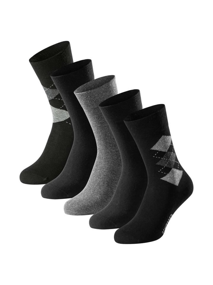 

Schiesser Носки, 5 пар, черно-ромбовидные