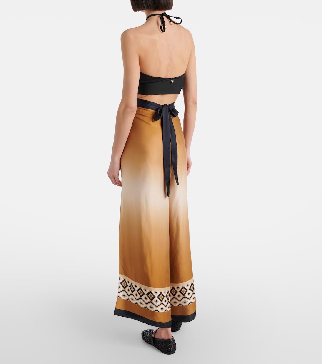 Широкие укороченные брюки из печатного сатина Max Mara, Stampa Sfumata — фото 3