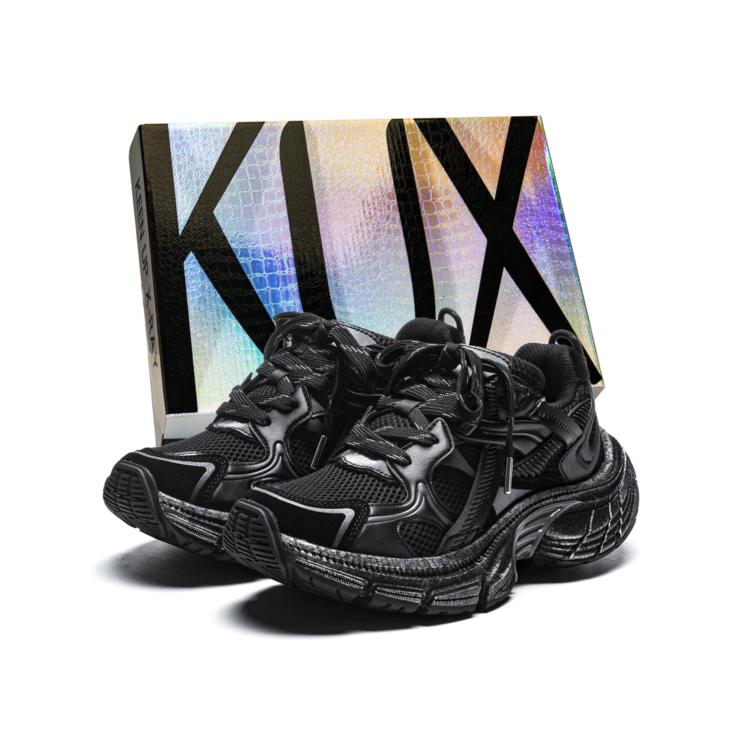 

KUX Амортизирующие противоскользящие износостойкие дышащие низкие массивные кроссовки унисекс в коробке серебристо-белые, цвет Silver White