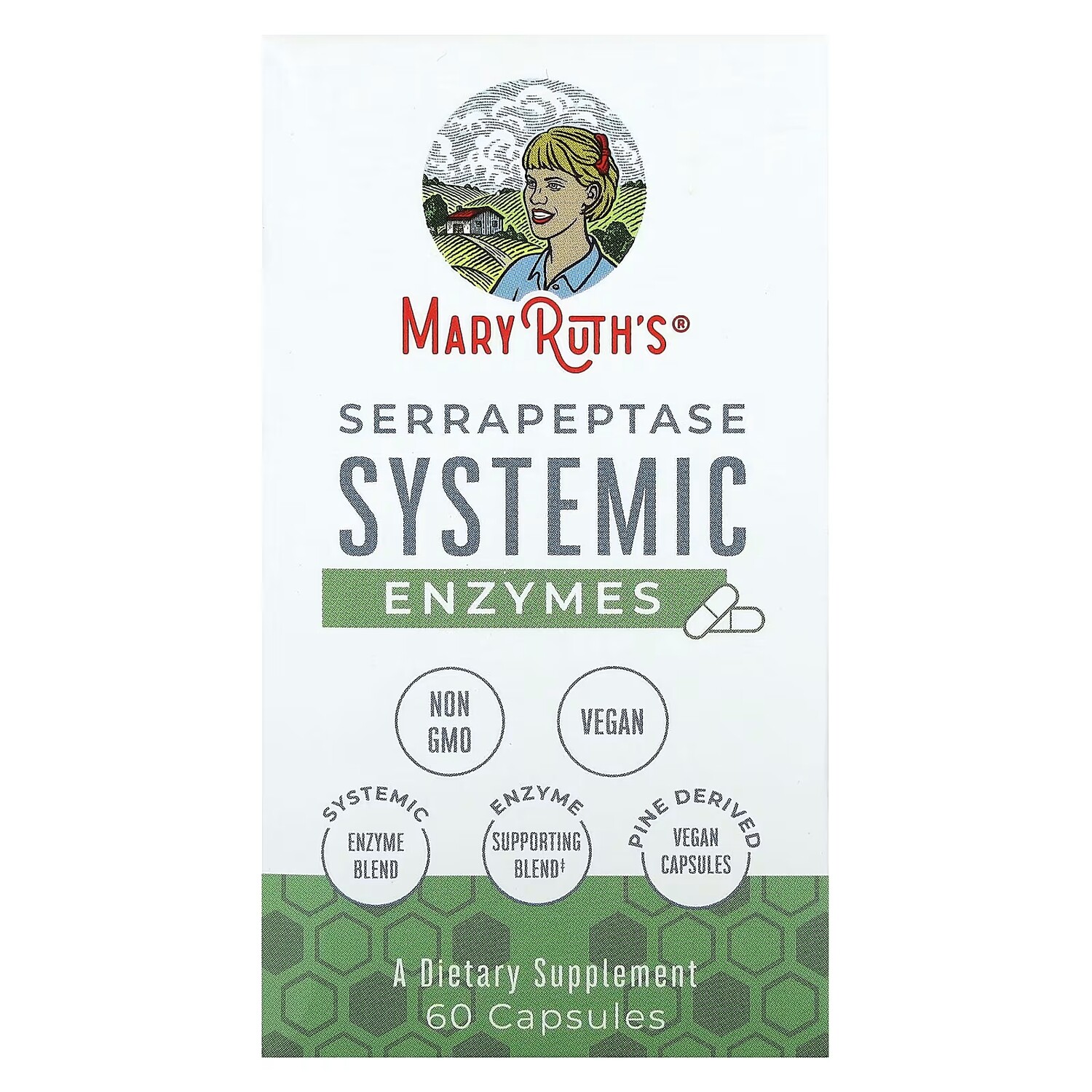

Серрапептаза MaryRuth Serrapeptase Systemic Enzymes, 60 капсул