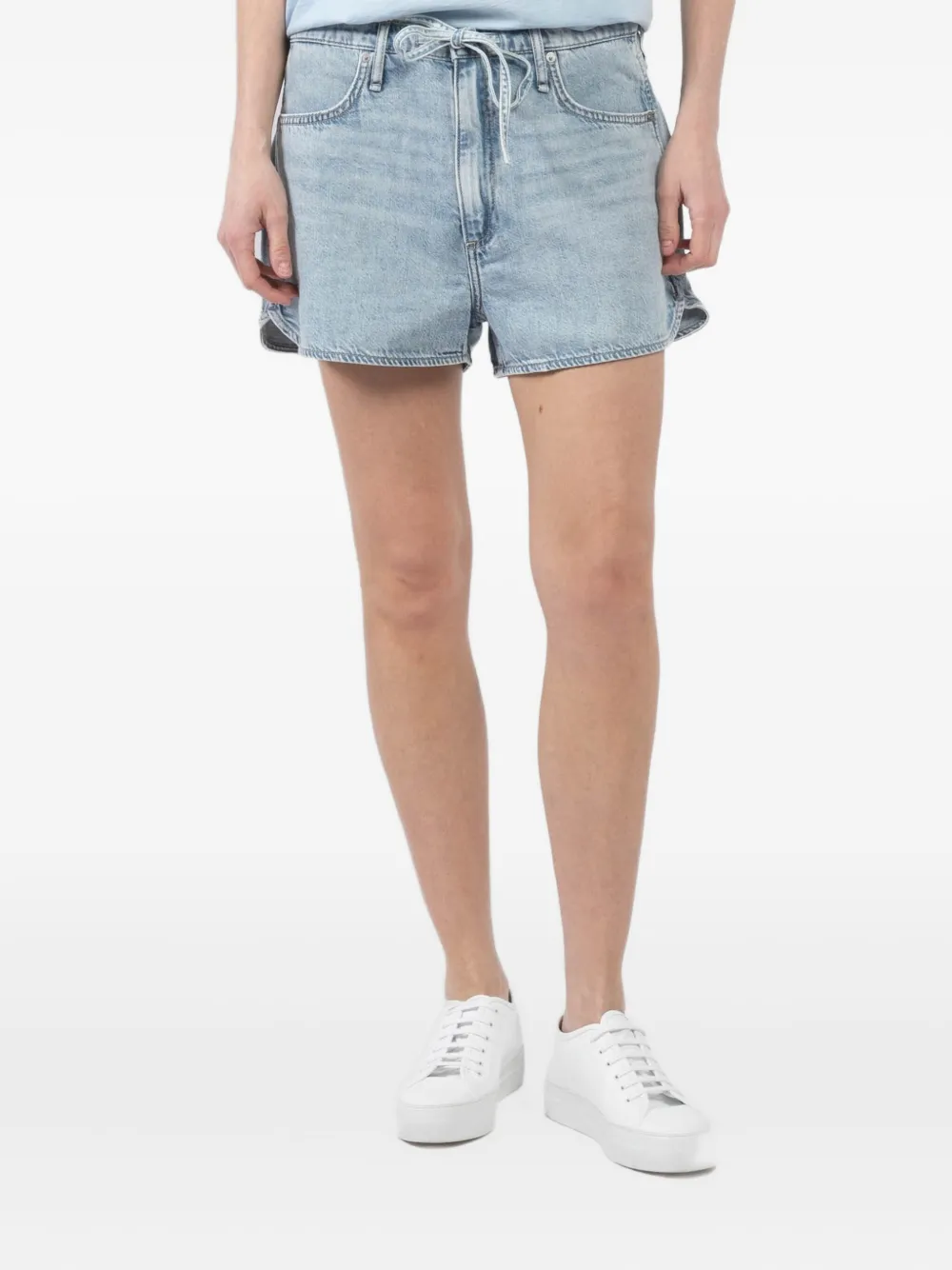 

Джинсовые шорты с завышенной талией и кулиской rag & bone, синий