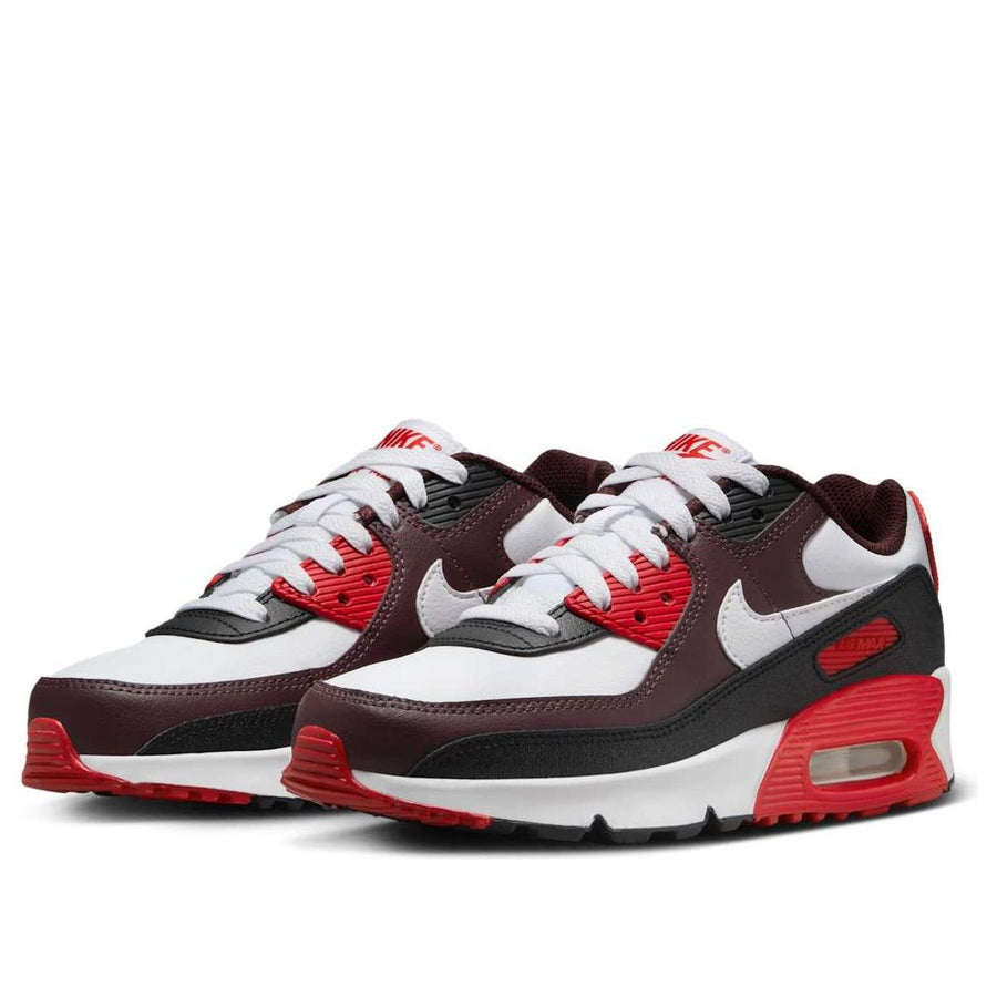 Кроссовки (GS) Nike Air Max 90 'Burgundy Crush Black University Red White', белый — фото 3