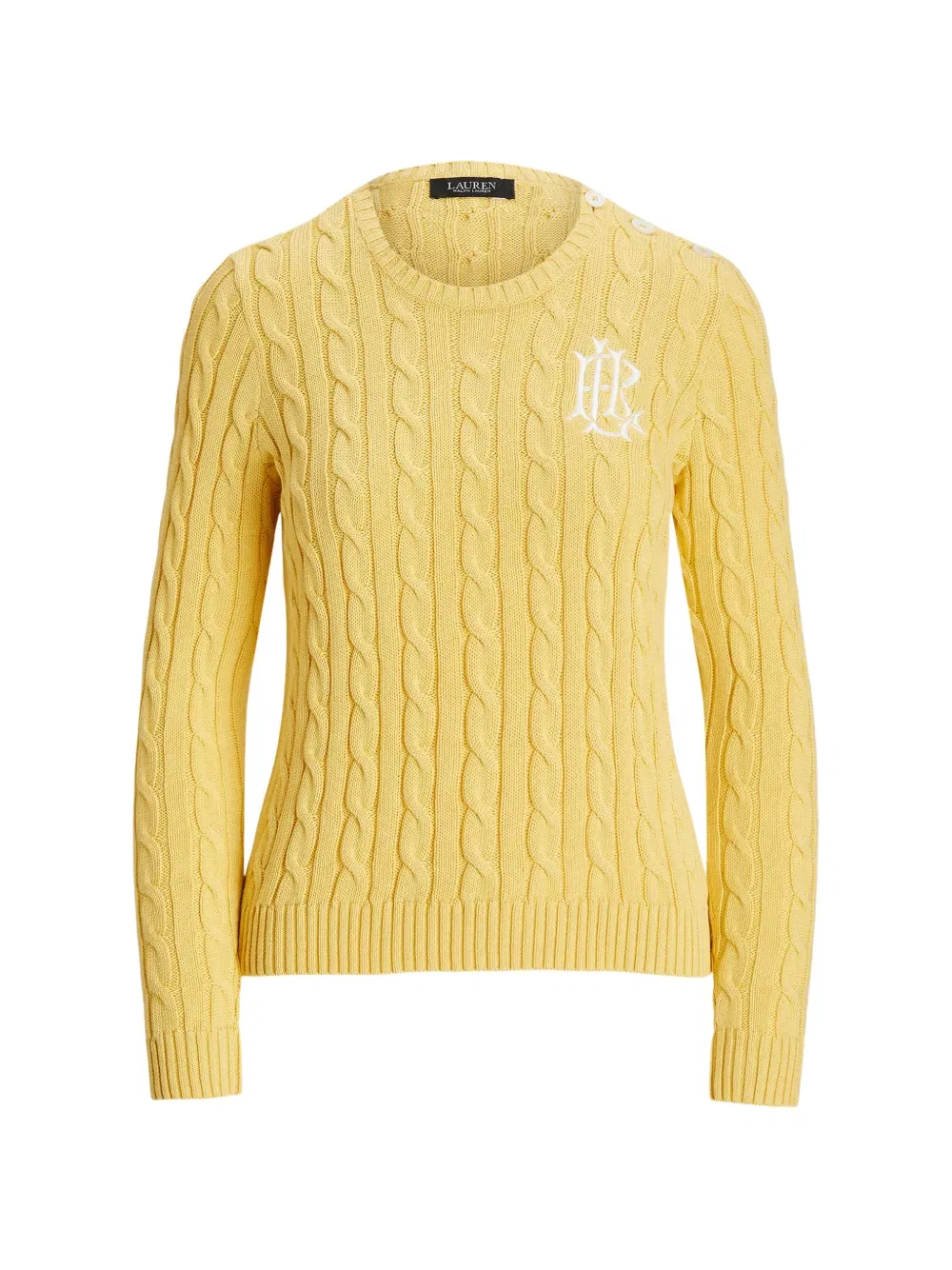 Свитер крупной вязки с вышивкой Polo Ralph Lauren, желтый