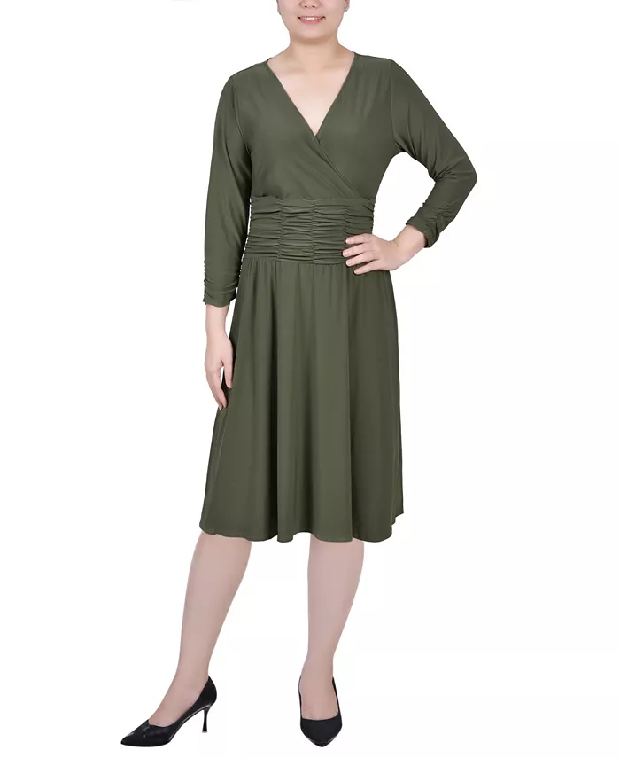 

Мини-платье трапеция с драпировкой Petite Ruched A-line Dress NY Collection, зеленый