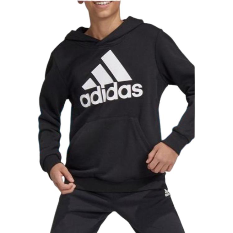 Худи (GS) adidas B Bl Hd Large Logo Printing Sports Boy Black — фото 4