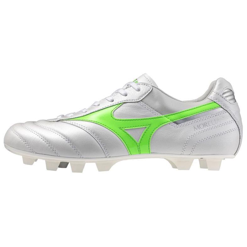 Mizuno Футбольные бутсы MORELIA 2 с противоскользящей подошвой, износостойкие, унисекс, белые, зеленые