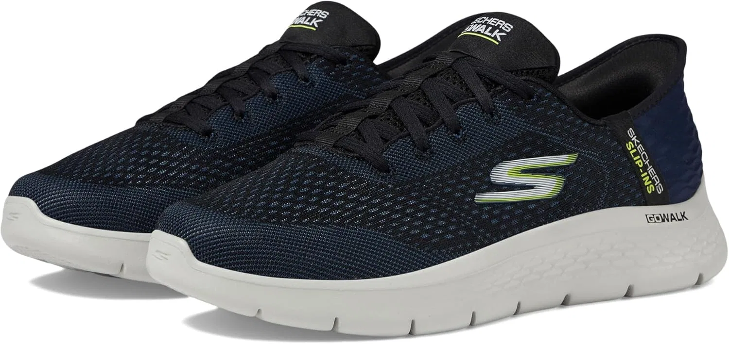 Мужские кроссовки Skechers Go Walk Flex New World, Navy And Lime Textile Synthetic — фото 2