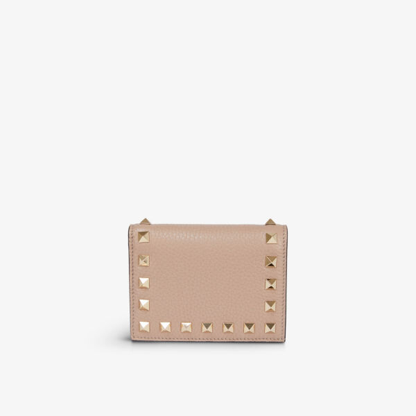

Французский кожаный кошелек Rockstud с клапаном Valentino Garavani, цвет poudre