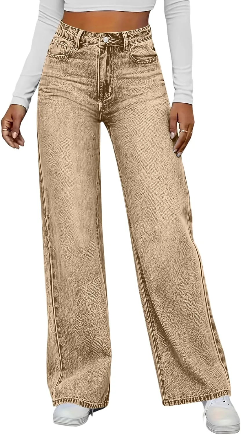 

Женские джинсы Wide Leg High Waisted Stretchy Denim BEIBEINOYA