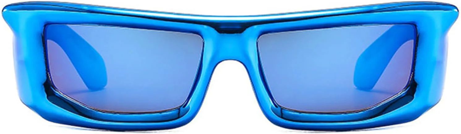 

Солнцезащитные очки Willochra обтекаемой формы для женщин и мужчин, модные очки в стиле Y2k, большие футуристические овальные очки, стильные солнцезащитные очки, Blue