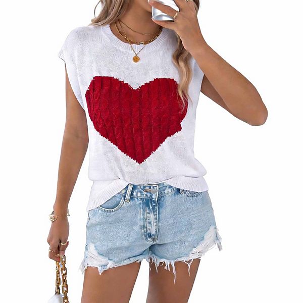 

Женский элегантный топ-свитер с цветными блоками в виде сердца Elitespirit, White