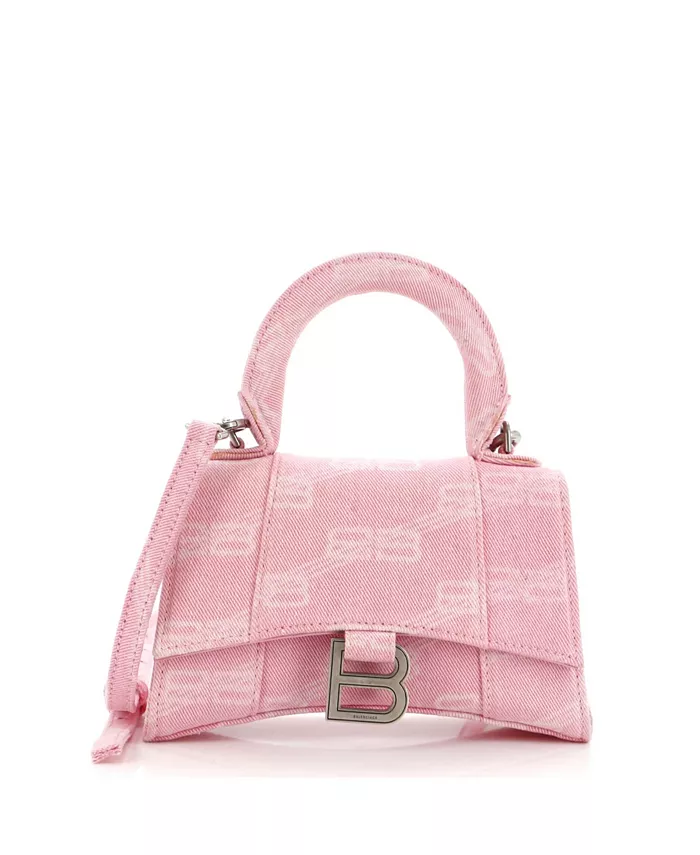 

Сумка XS Hourglass с верхней ручкой, BB Monogram Denim Pre-Owned Balenciaga, розовый