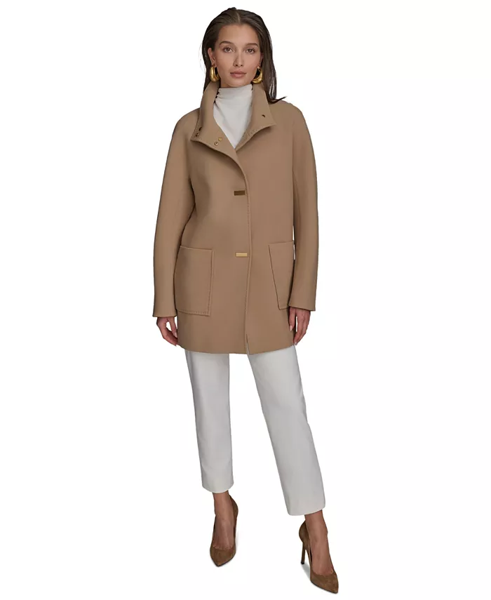 

Женское пальто с воротником-стойкой из крепа Donna Karan New York, коричневый