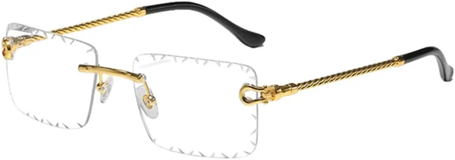 

Солнцезащитные очки MUTYNE без оправы для мужчин, металлические, сине-зеленые, мужские квадратные солнцезащитные очки для женщин, без оправы, Gold With Clear