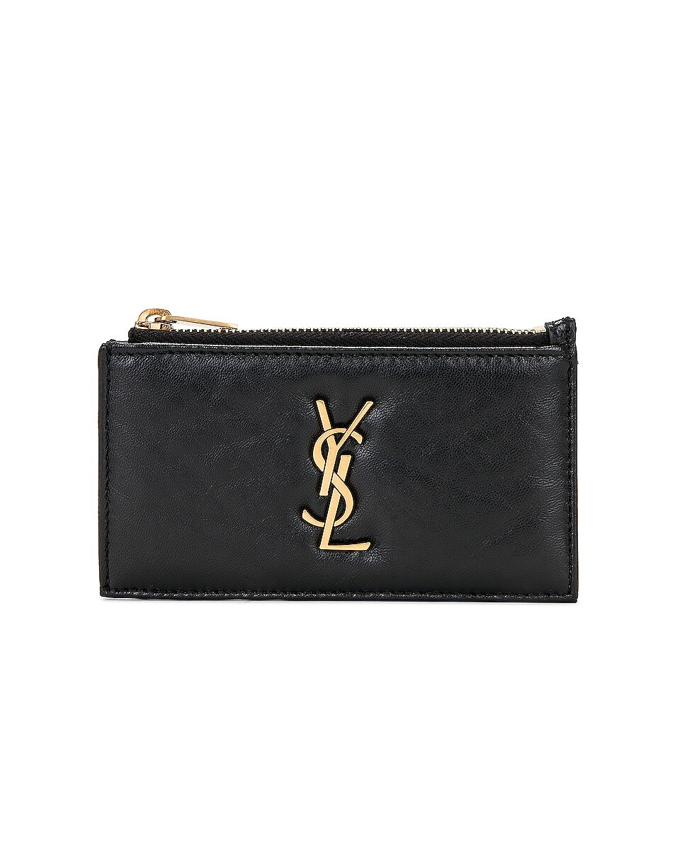 

Сумка Saint Laurent Cassandre Zipped Fragments Credit Card Case, нуар