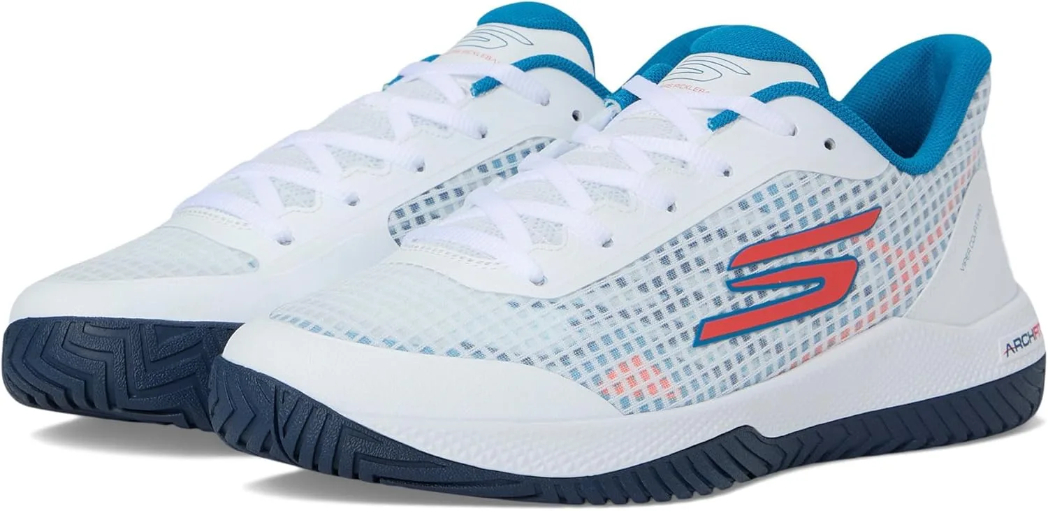 Мужские кроссовки Skechers Viper Court - спортивные кроссовки для пиклбола, подходящие для игры в помещении и на открытом воздухе, с поддержкой свода стопы, белый/бирюзовый — фото 2