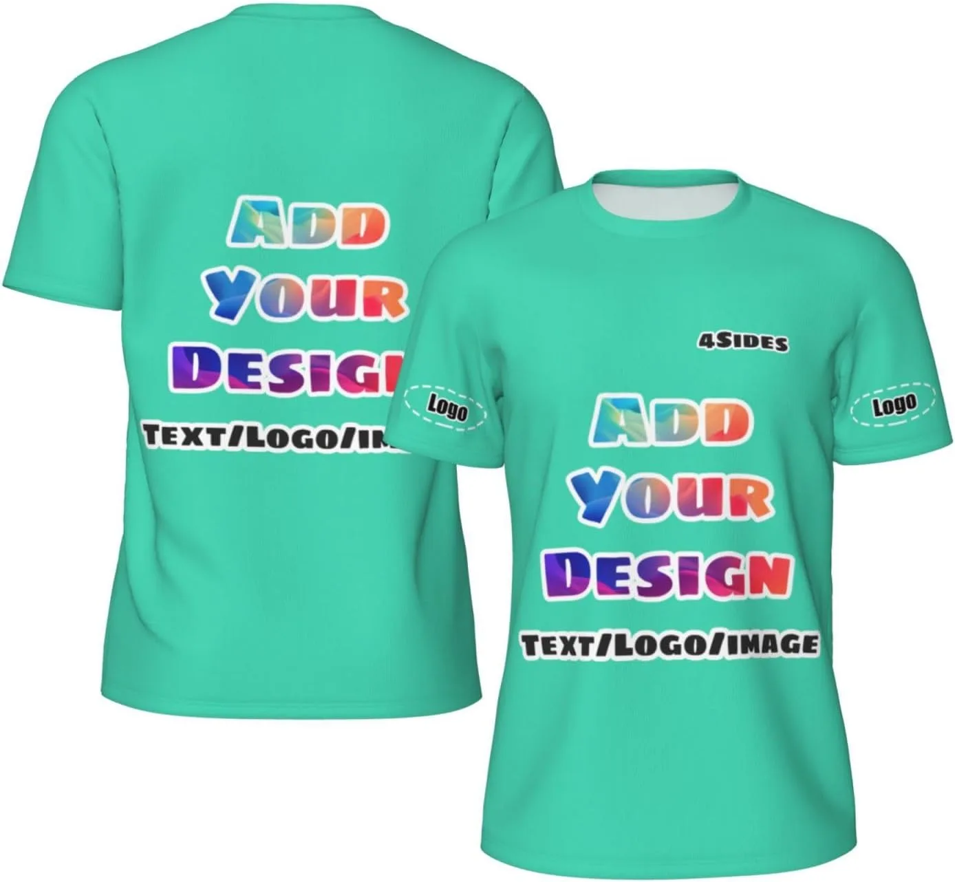 

Футболка Custom с нанесением текста и изображения на 4 стороны