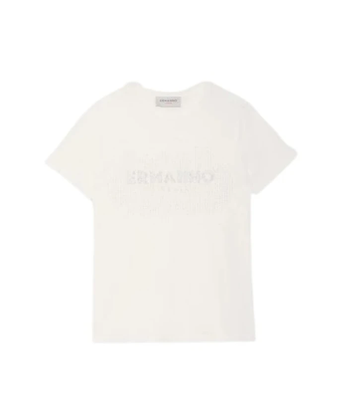

Белая футболка с кружевной отделкой Ermanno Scervino, белый