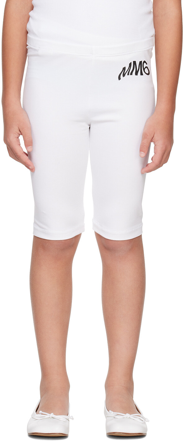 

MM6 Maison Margiela Kids Белые шорты с принтом, Белый, MM6 Maison Margiela Kids Белые шорты с принтом