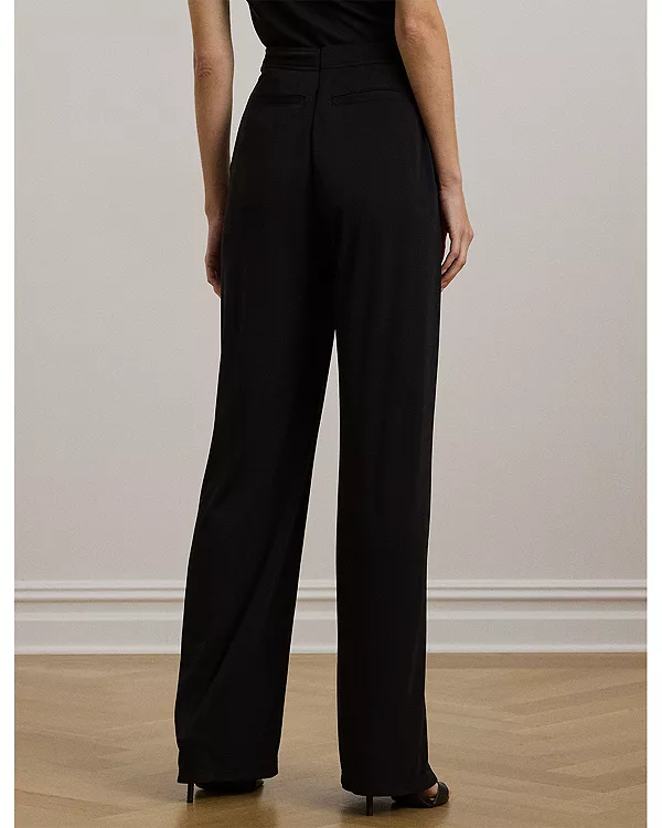Широкие брюки из эластичного трикотажа в складку Ralph Lauren, черный — фото 2