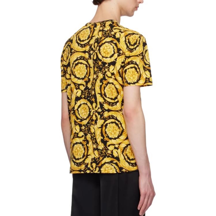 Футболка Barocco с принтом VERSACE, желтая — фото 4