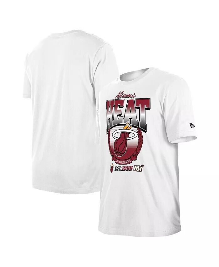 

Мужская и женская белая футболка Miami Heat Summer Classics New Era, белый