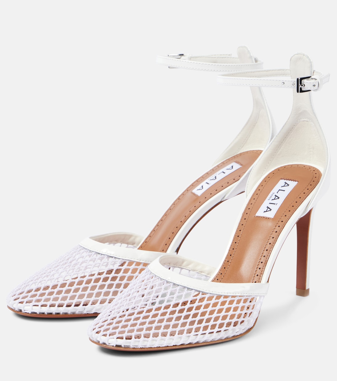 Туфли-лодочки с сетчатым верхом и кожаной отделкой Alaïa, Blanc Optique — фото 4