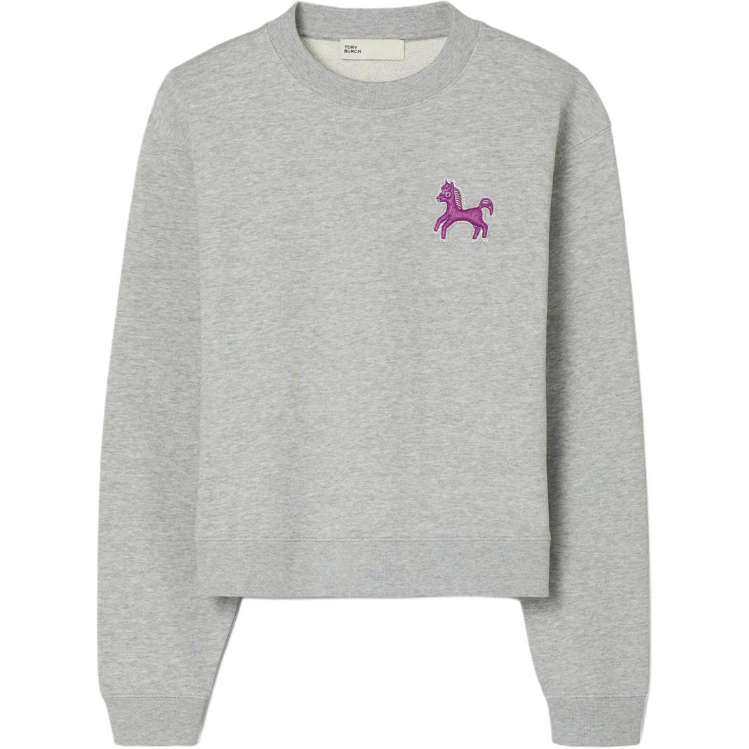 

Свитшот Women's SS26 из коллекции "Год Лошади" TORY BURCH, серый