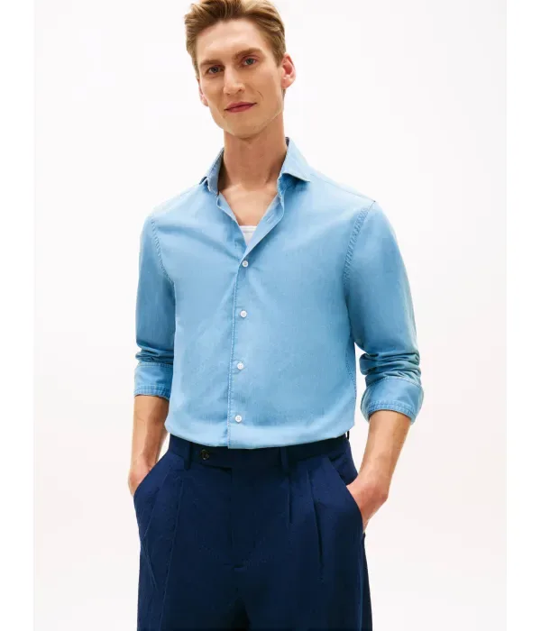 Джинсовая рубашка slim fit Tommy Hilfiger, синий