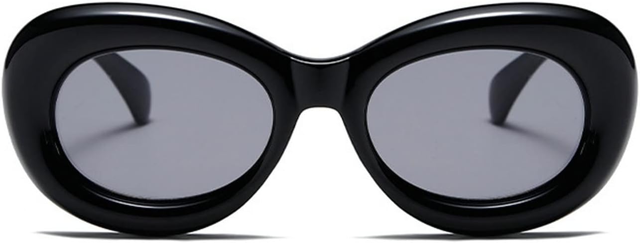 

Солнцезащитные очки Laureles Round Goggle Y2k для женщин, желто-синие овальные солнцезащитные очки для мужчин в стиле панк-хип-хоп, защита от ультрафиолета UV400, Black