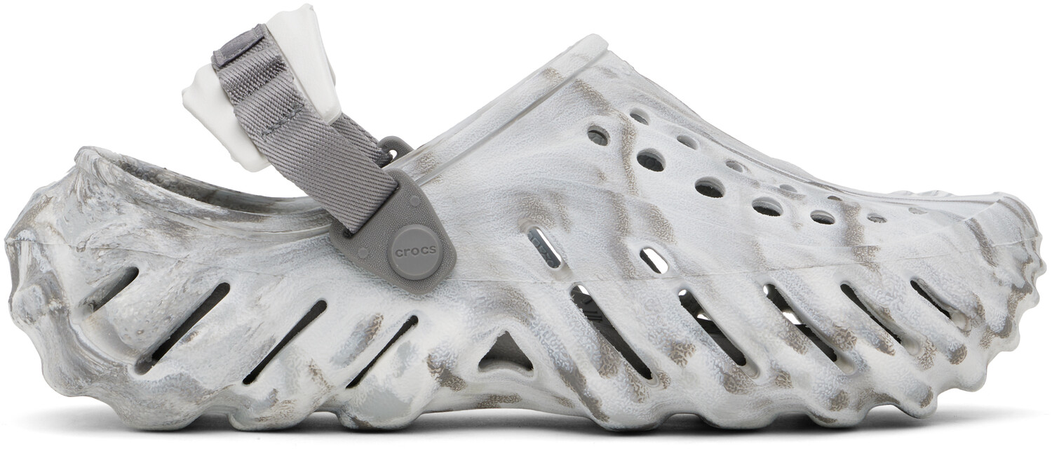 

Белые и серые Эхо Мраморные Сабо Crocs, Moonlight/Multi