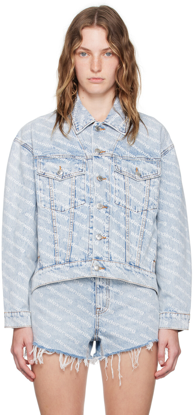 

Синяя джинсовая куртка с принтом и логотипом Falling Back Alexander Wang