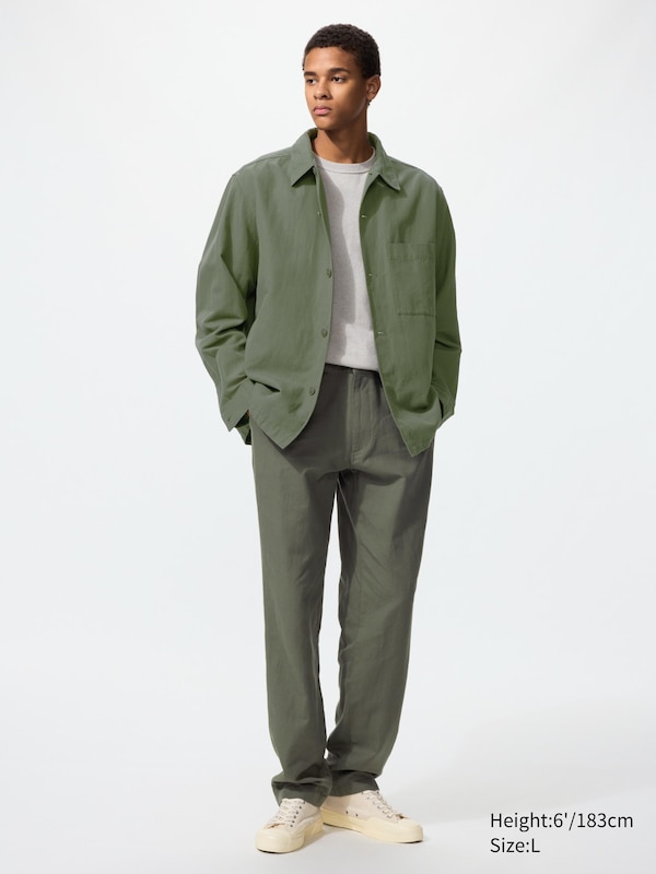 

Брюки relaxed из смеси льна (удлиненные) Uniqlo, 57 olive