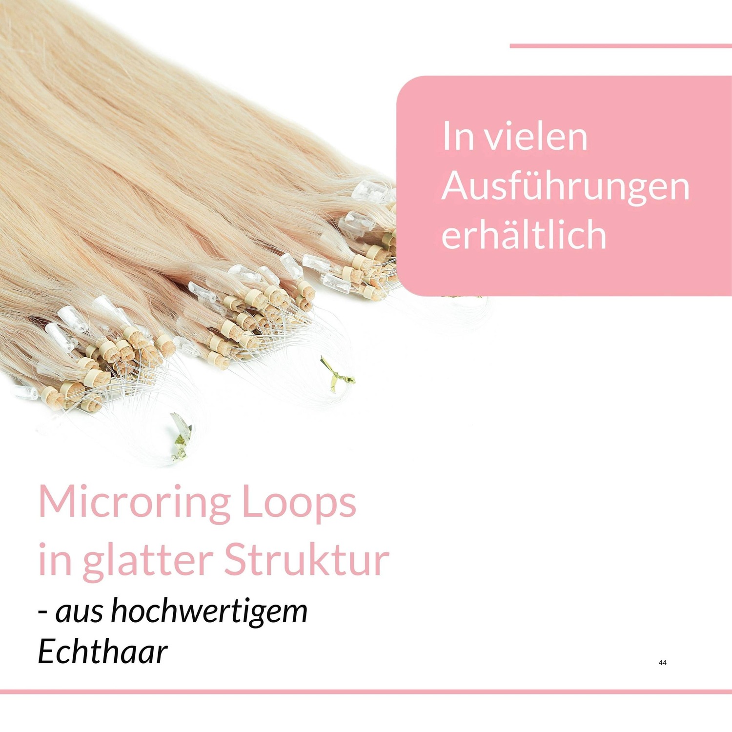 Накладные волосы microring extensions echthaar #10/1 hell-lichtblond asch 1g Hair2Heart, 40cm, количество 25 шт. — фото 3