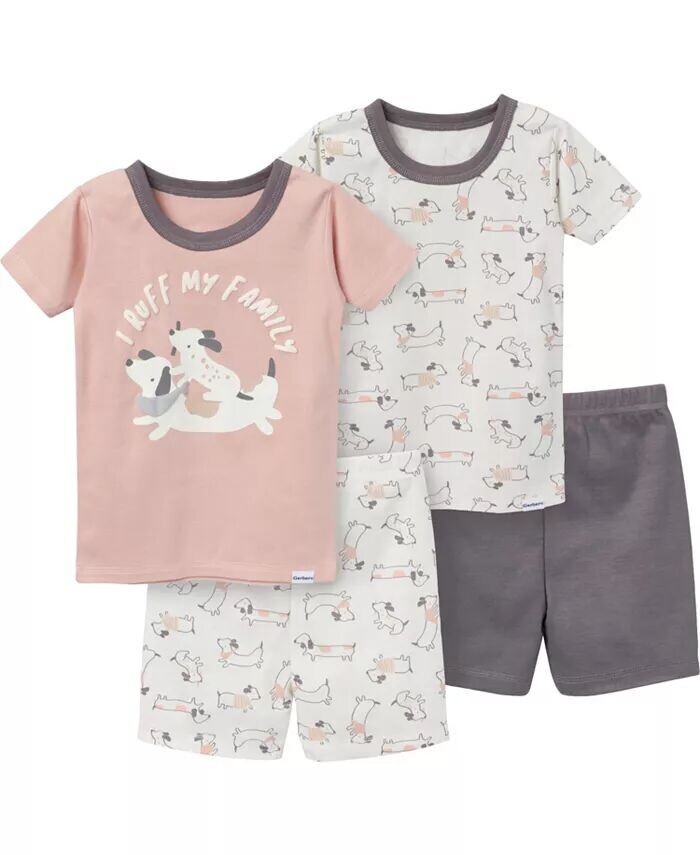 

Комплект короткой пижамы для мальчиков, 4 предмета Gerber, коричневый