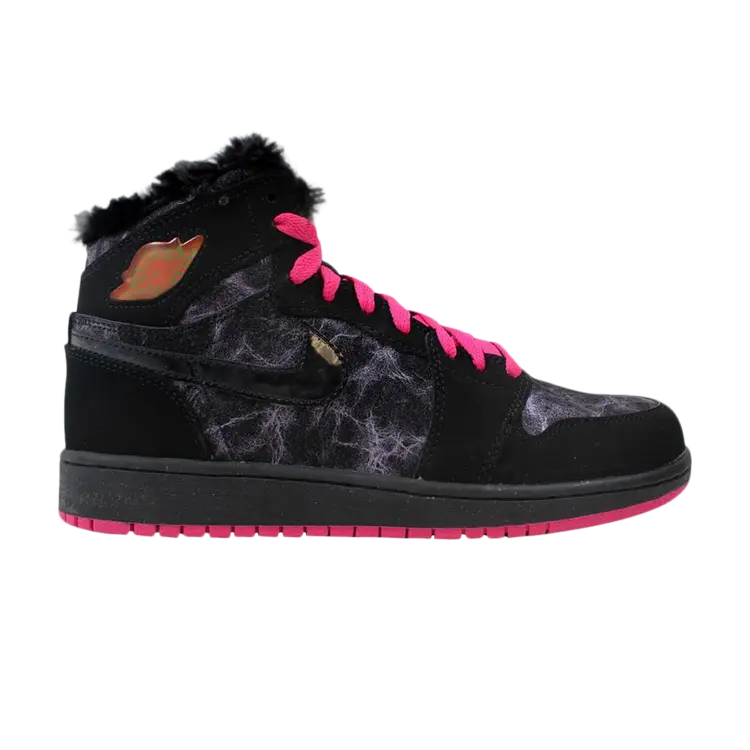 

Кроссовки Air Jordan 1 Retro High Prem GS 'Black Vivid Pink', розовый