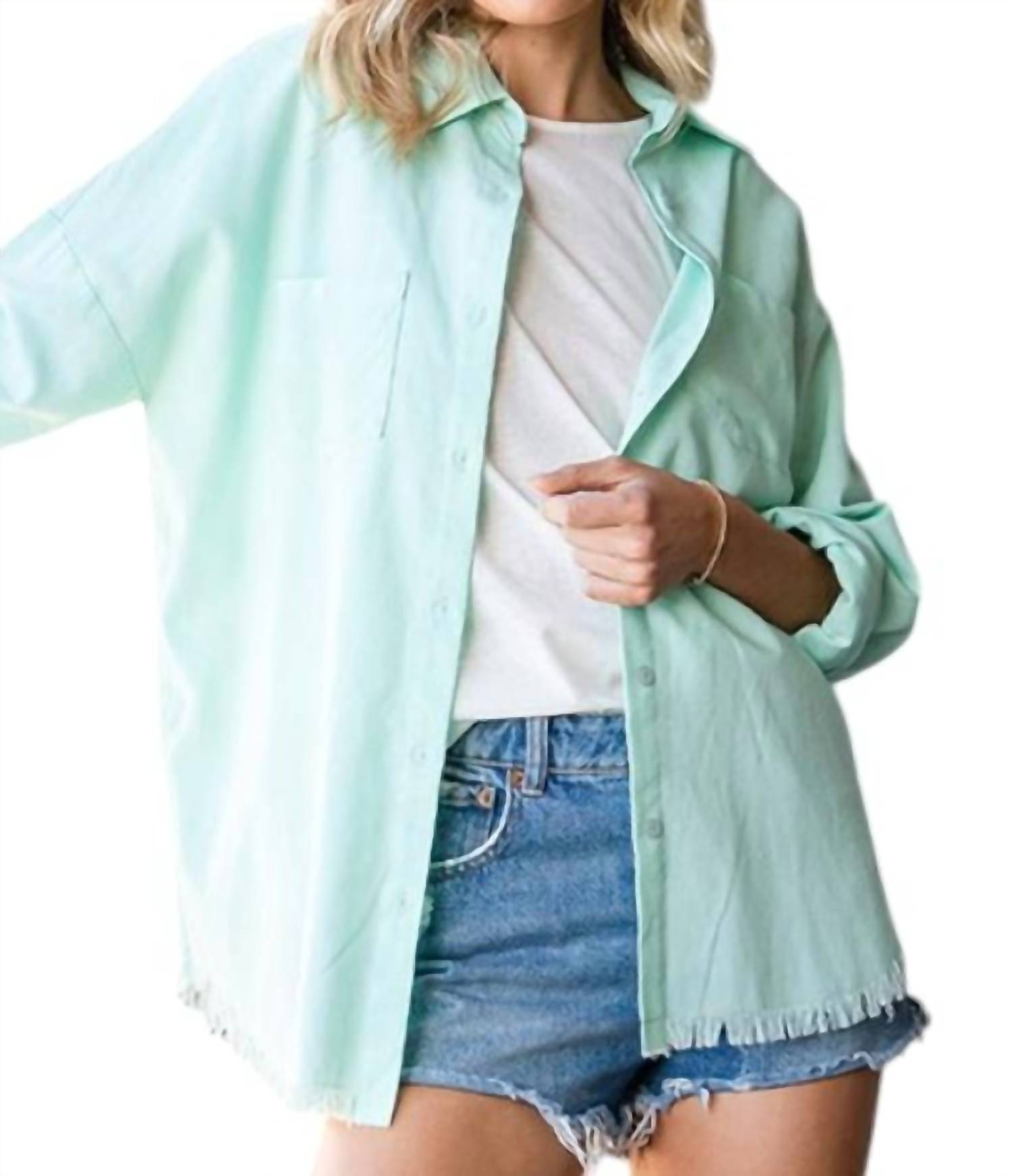 

Женская льняная рубашка Plus In Mint Lime N Chili