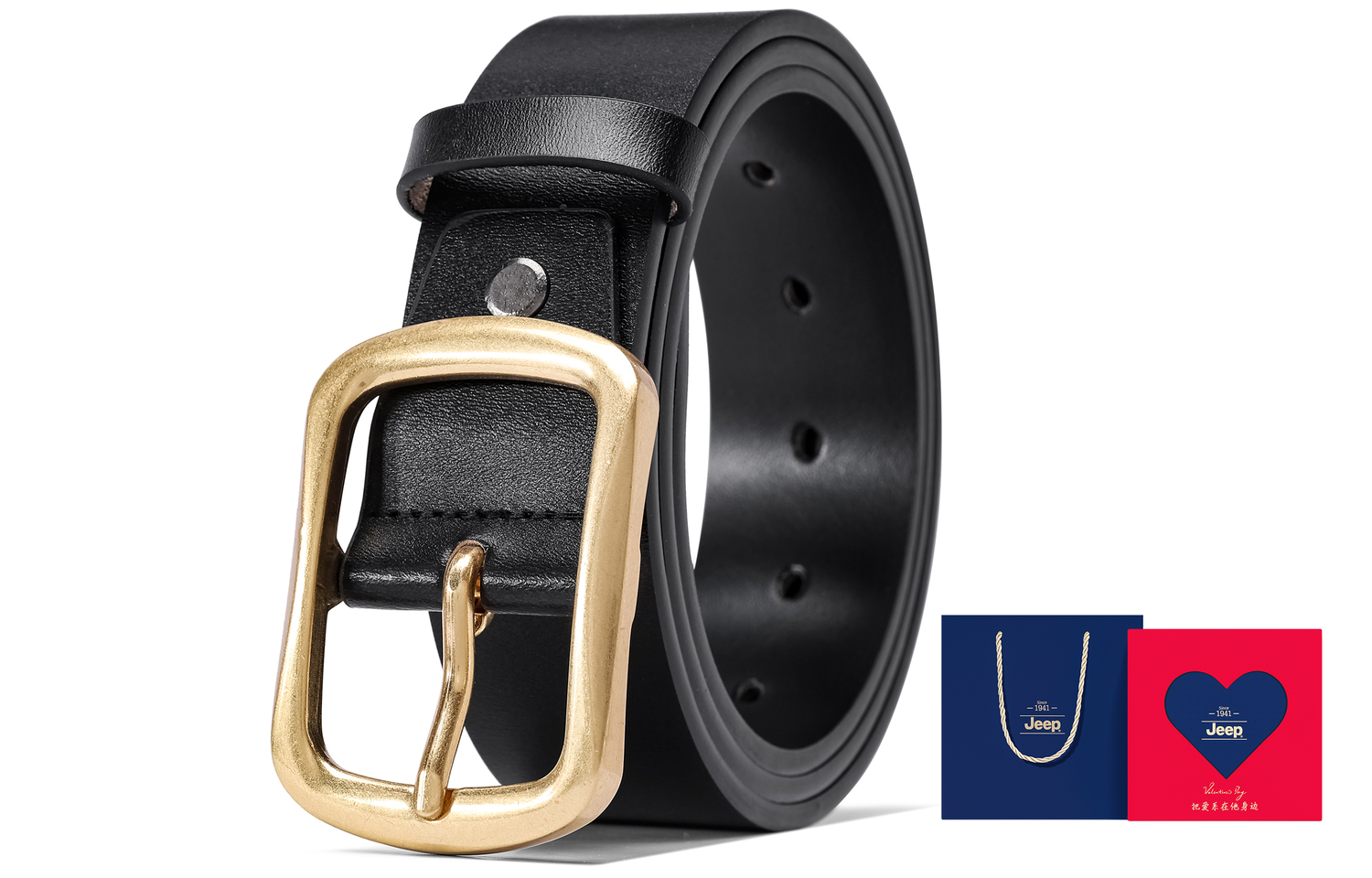 

Jeep Ремень мужской из спилка Cow Split Leather, черный/кофе, 3,5 см