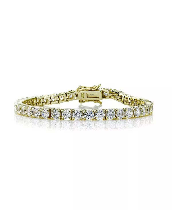 

Теннисный браслет из стерлингового серебра с цветными кубическими цирконами, покрытый белым золотом, 14-каратным золотом или 18-каратным розовым золотом Genevive, gold-7