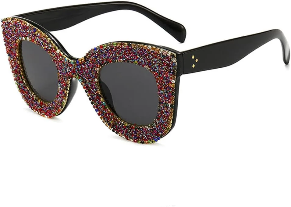 

Модные солнцезащитные очки «кошачий глаз» со стразами, женские, разноцветные, с кристаллами, бриллиантами, с защитой от ультрафиолета UV400 LJTJTAV, Red-black