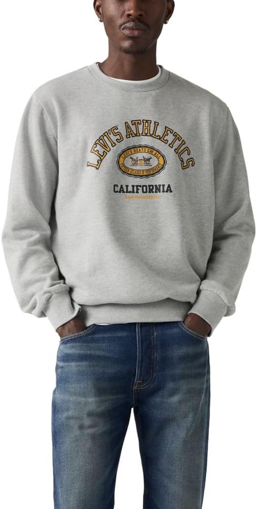 

Мужская стандартная графическая кофта Levi's с круглым вырезом, (New) Crest Heather Grey