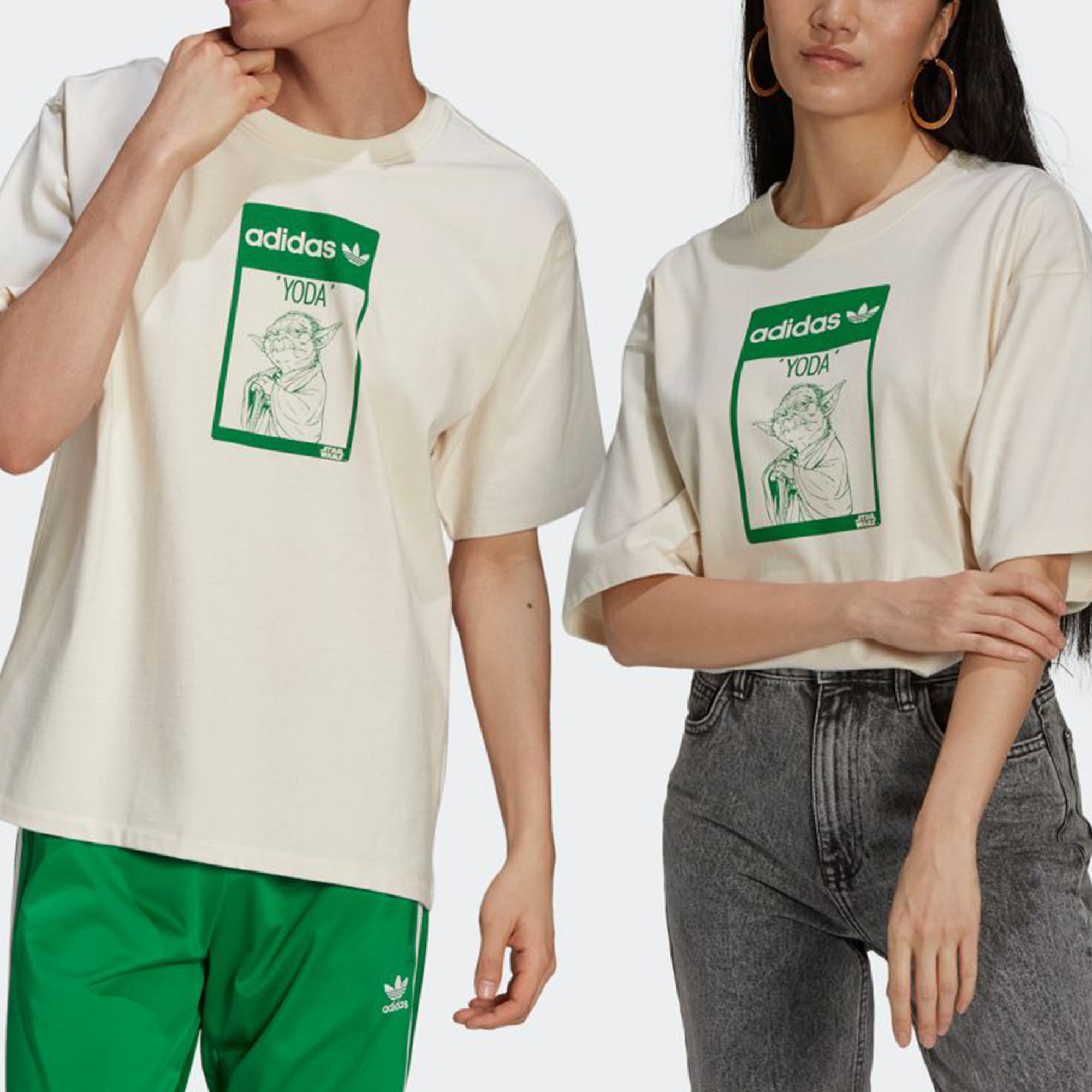 Футболка adidas originals Star War Yoda Printing Sports Round Collar GS White GP3461, кремовый — фото 3