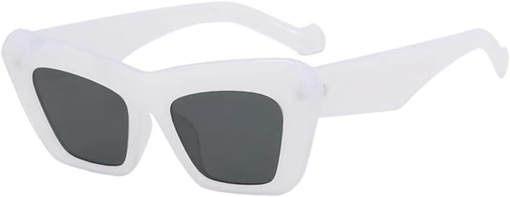 

Винтажные солнцезащитные очки для женщин и мужчин, «кошачий глаз», в толстой оправе, модные женские ретро-очки для путешествий, защита от УФ-излучения UV400 VVTWSSW, White Gray