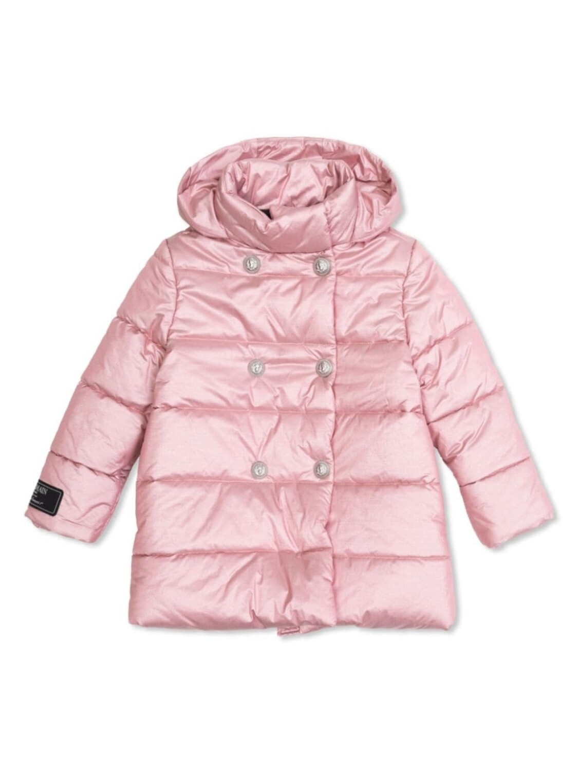 

Balmain Kids стеганое пальто с капюшоном, розовый