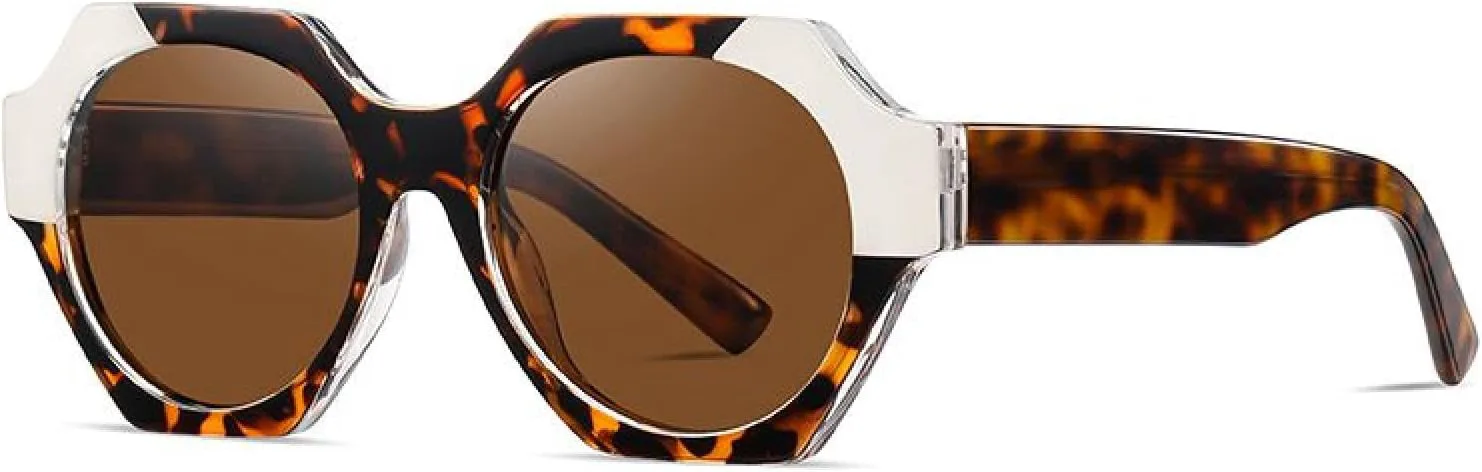 

Солнцезащитные очки для женщин и мужчин с защитой от УФ-излучения UV400, оправа из ацетатного волокна, для кемпинга, пляжа и путешествий TVTBBVV, Douhua Beige Tea