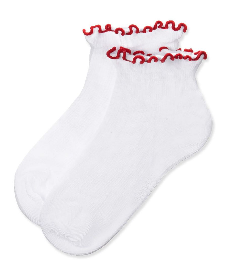 Цветные носки-перчатки с оборками для девочек MeMoi, White-red — фото 3